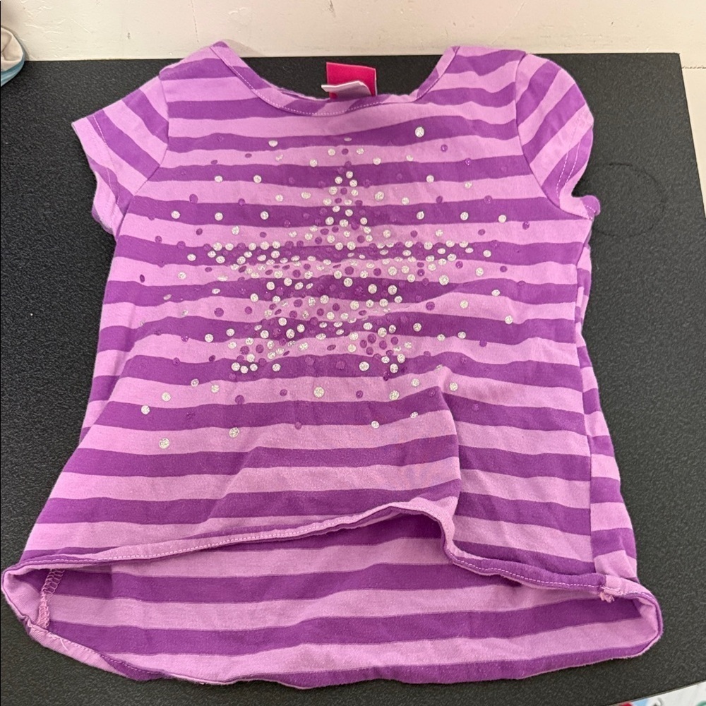 Purple Striped Kids Shirt with Star Design Y2K